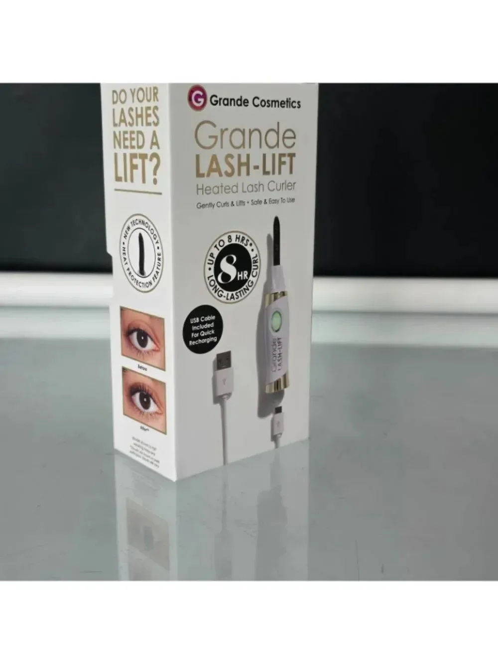 Grande Cosmetics LASH-LIFT Heated Lash Curler Long Lasting W/USB Cord